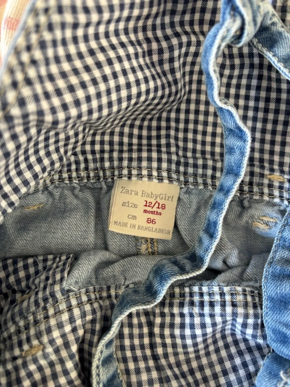 Zara Blue Denim Overall Skirt with Pink Stripe Tee